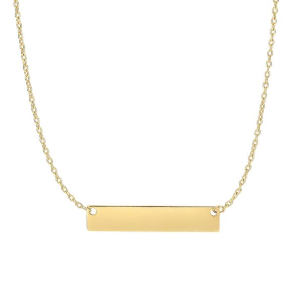 14k Yellow Gold Smooth Flat Horizontal Bar Style Necklace