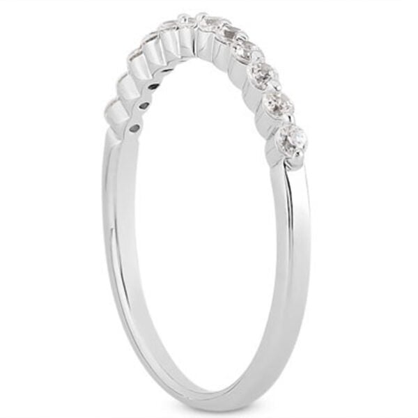 14k White Gold Floating Diamond Single Shared Prong Wedding Ring Band - alternate view 2