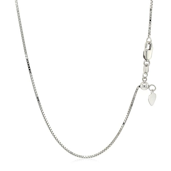 10k White Gold Adjustable Box Chain (0.85 mm) - alternate view 3