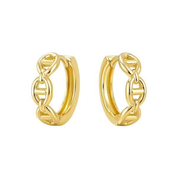 14k Yellow Gold Oval Mariner Huggies - alternate view 2