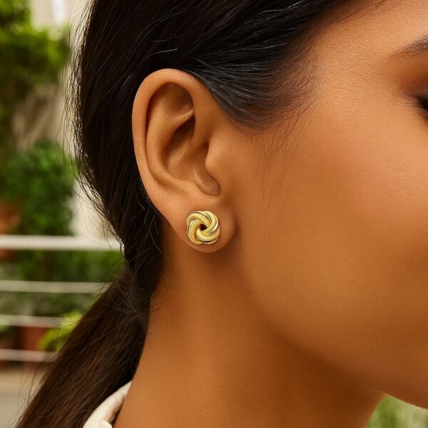 14k Yellow Gold Intertwined Love Knot Stud Earrings - alternate view 2