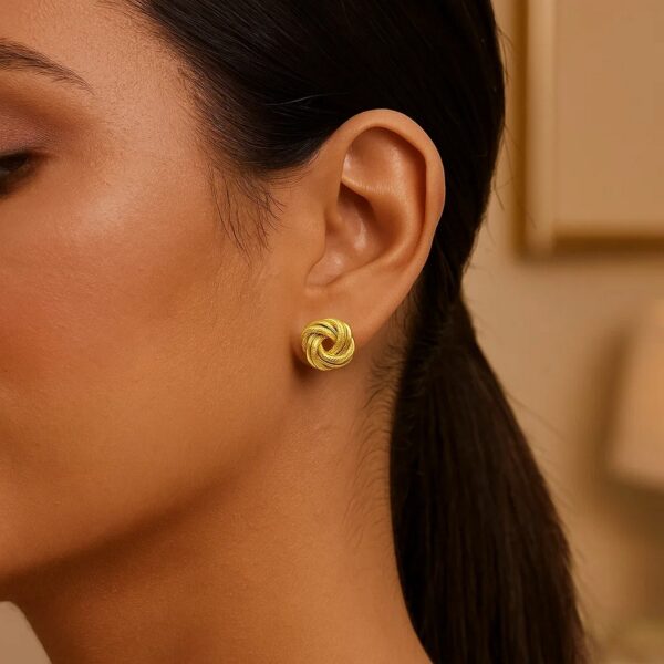 14k Yellow Gold Intertwined Love Knot Stud Earrings - alternate view 3