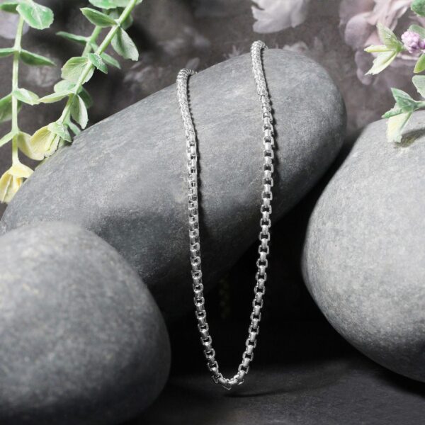 14k White Gold Round Box Chain (2.5 mm) - alternate view 4