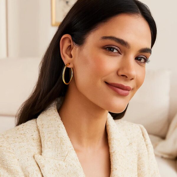 14k Yellow Gold Polished Hoop Earrings (4x40mm) - alternate view 2