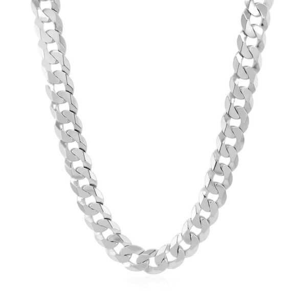 Rhodium Plated Sterling Silver Curb Style Chain (7.90 mm) - alternate view 2