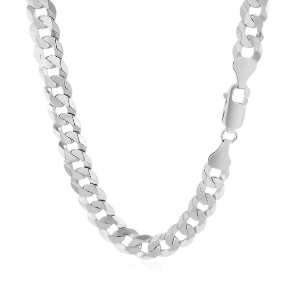 Rhodium Plated Sterling Silver Curb Style Chain (7.90 mm) - alternate view 3