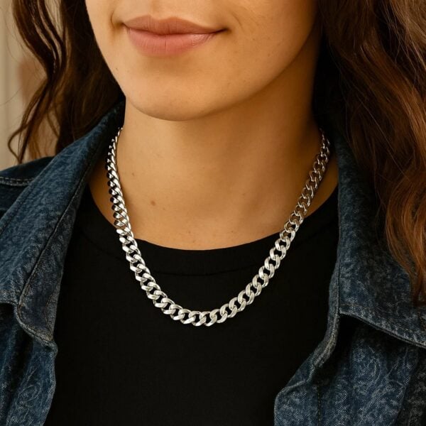 Rhodium Plated Sterling Silver Curb Style Chain (7.90 mm) - alternate view 5
