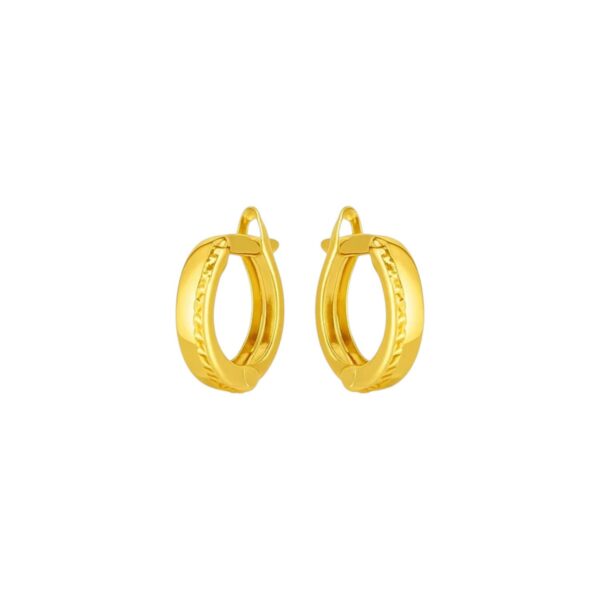 14k Yellow Gold Textured Huggie Hoops(3x10mm) - alternate view 2