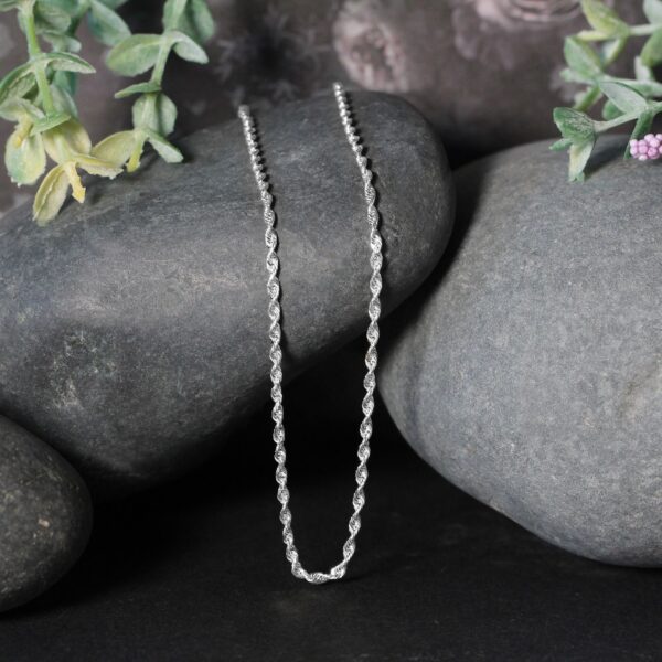 Sterling Silver 1.8mm Diamond Cut Rope Style Chain - alternate view 5