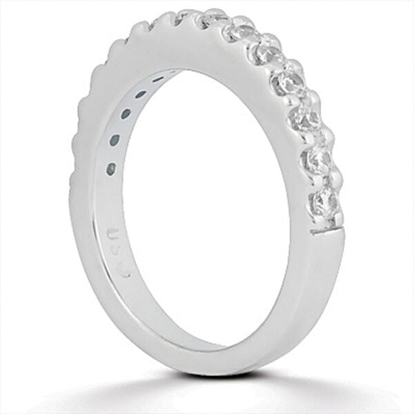 14k White Gold Shared Prong Diamond Wedding Ring Band - alternate view 2