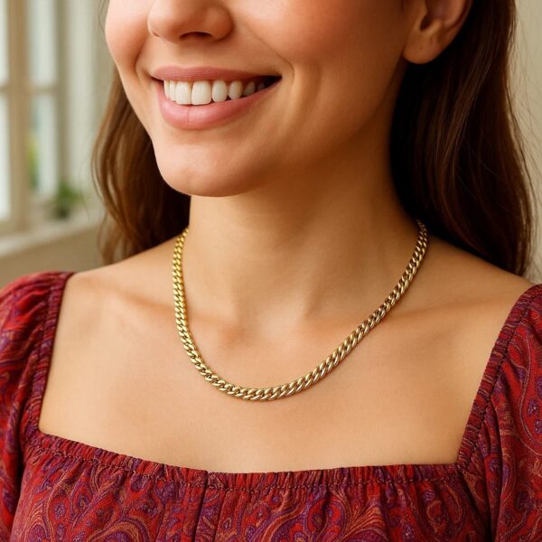 Sterling Silver Yellow Gold Plated Miami Cuban Chain (4.90 mm) - alternate view 3