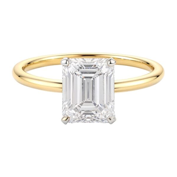 2 Carat Emerald Lab Grown IGI G/VS1 Diamond Solitaire Ring in 14K Yellow Gold - alternate view 3