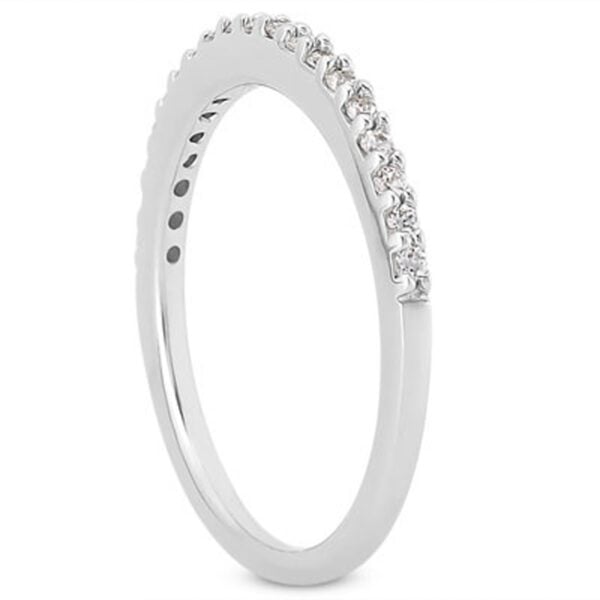 14k White Gold Slim Profile Diamond Micro Prong Diamond Wedding Ring Band - alternate view 2