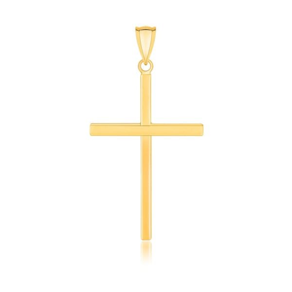 14k Yellow Gold Polished Flat Cross Pendant