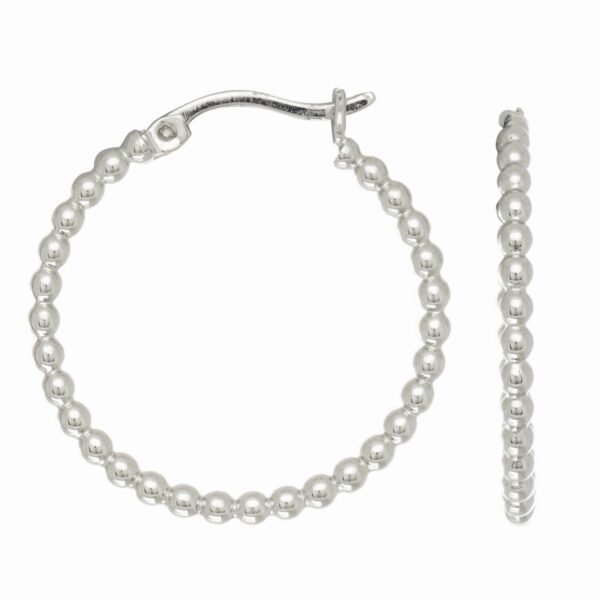 Sterling Silver Small Bead Hoop Earrings