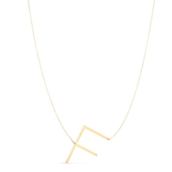 14K Yellow Gold Yours Truly Large Initial F Necklace