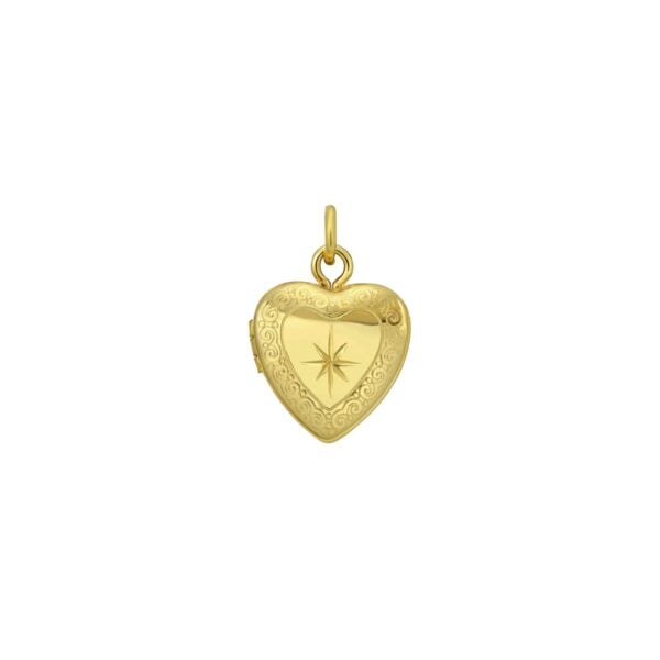 14K Yellow Gold Heart Locket Pendant (12.00 mm)