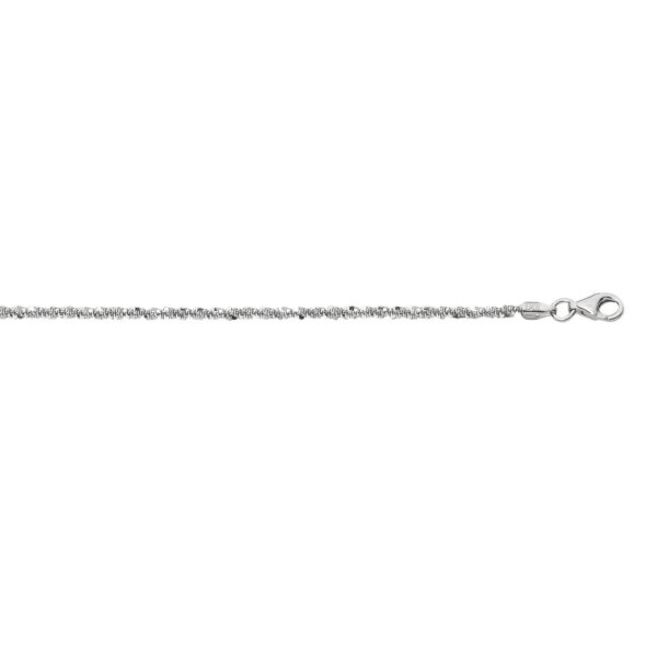 Rhodium Plated 2.2mm Sterling Silver Sparkle Style Chain (2.20 mm) - alternate view 5