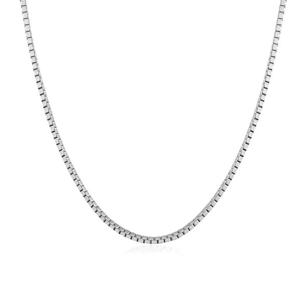 14k White Gold Classic Box Chain (1.10 mm) - alternate view 2