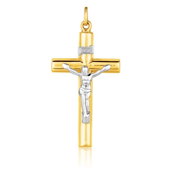 14k Two Tone Gold Cross Pendant - Two-Tone Gold
