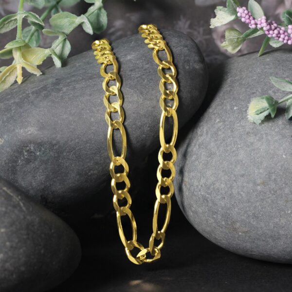 10K Yellow Gold Solid Figaro Chain (5.30 mm) - alternate view 4