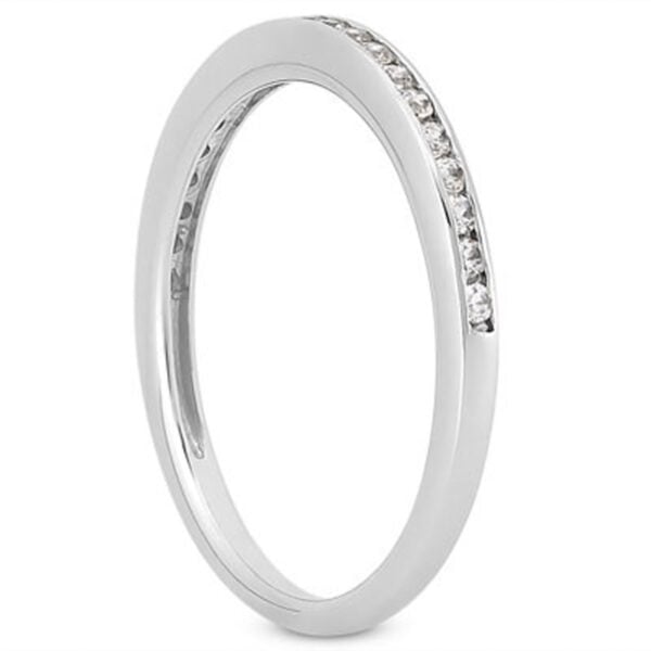 14k White Gold Slim Profile Diamond Channel Set Wedding Ring Band - alternate view 2