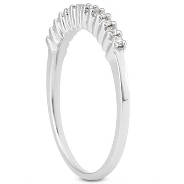 14k White Gold Raised Shared Prong Diamond Wedding Ring Band - alternate view 2