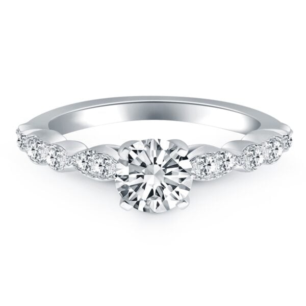 14k White Gold Fancy Shaped Diamond Engagement Ring - alternate view 2