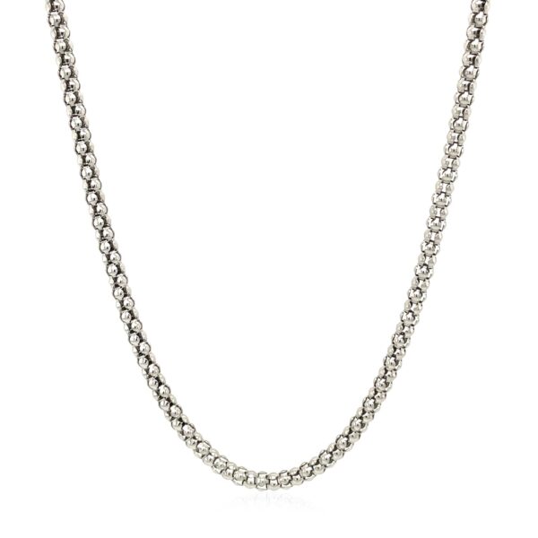 Rhodium Plated 2.5mm Sterling Silver Popcorn Style Chain (2.50 mm) - alternate view 2