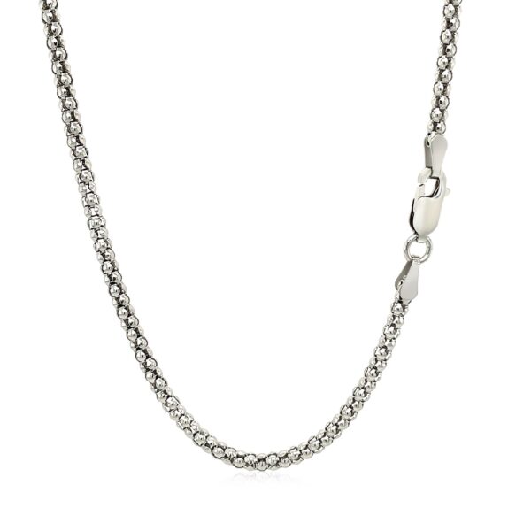 Rhodium Plated 2.5mm Sterling Silver Popcorn Style Chain (2.50 mm) - alternate view 3
