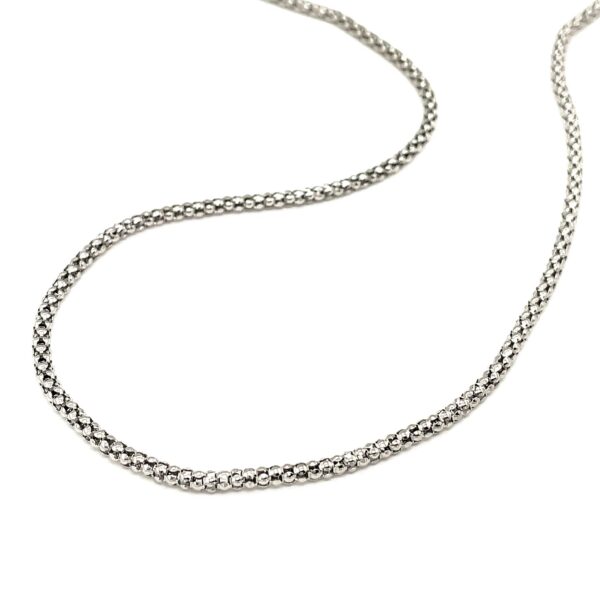 Rhodium Plated 2.5mm Sterling Silver Popcorn Style Chain (2.50 mm) - alternate view 4