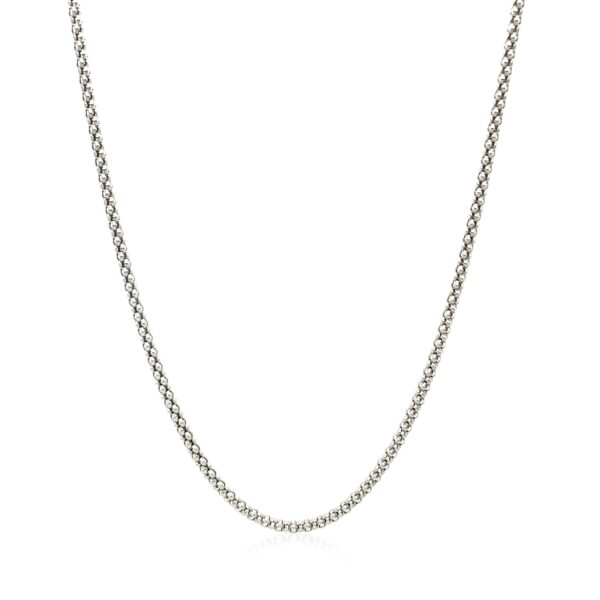Rhodium Plated 1.8mm Sterling Silver Popcorn Style Chain (1.80 mm) - alternate view 2
