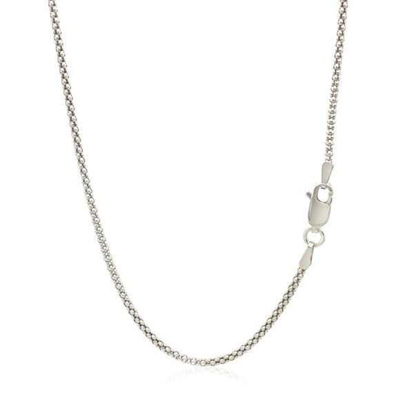 Rhodium Plated 1.8mm Sterling Silver Popcorn Style Chain (1.80 mm) - alternate view 3