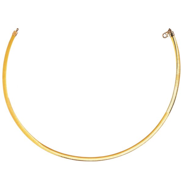 14K Yellow Gold And Silver Reversible Omega Chain Necklace (5.00 mm) - Yellow Gold & Sterling Silver