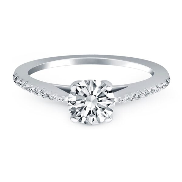 14k White Gold Micro Prong Diamond Cathedral Engagement Ring - alternate view 2