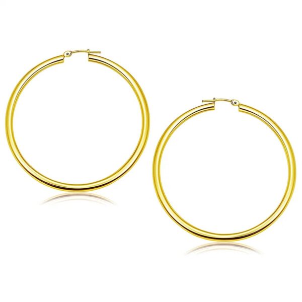 14k Yellow Gold Polished Hoop Earrings (3x50mm)