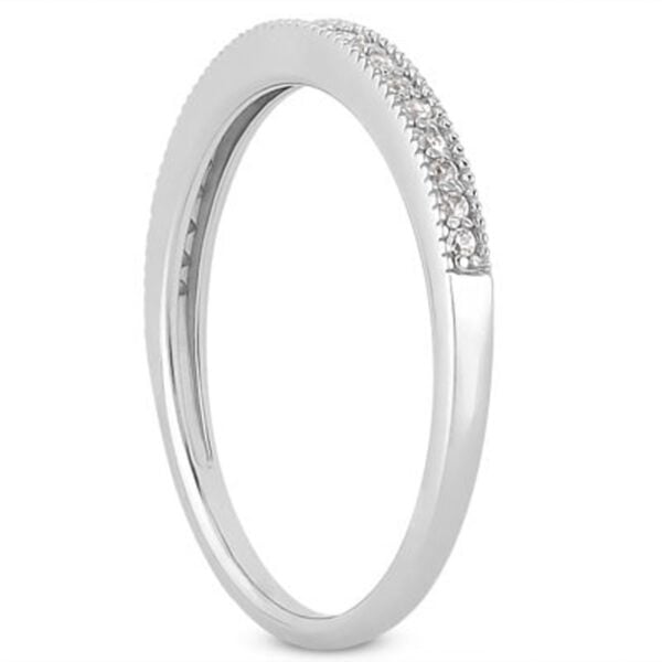 14k White Gold Diamond Micro Pave Diamond Milgrain Wedding Ring Band - alternate view 2