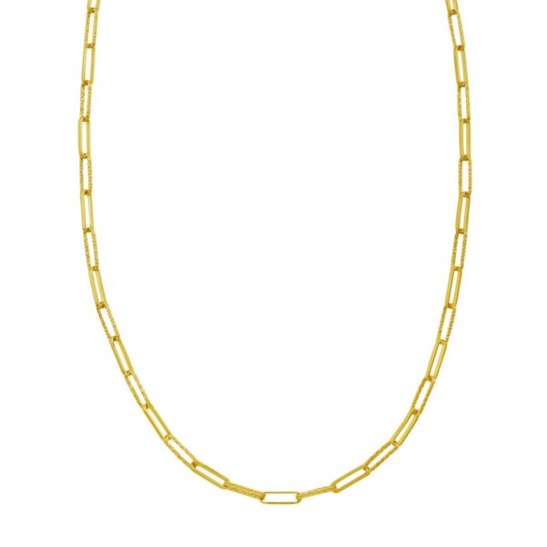 14K Yellow Gold Mini Diamante Paperclip Necklace (3.20 mm)