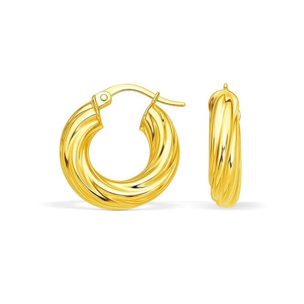 14k Yellow Gold Fancy Twist Hoop Earrings