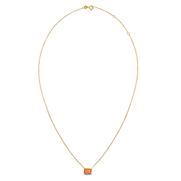 14K Yellow Gold Emerald Cut Citrine Necklace