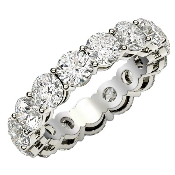 Round Cut Lab Grown Diamond Eternity Ring in 14k White Gold (5 cttw FG/VS2) - F-G