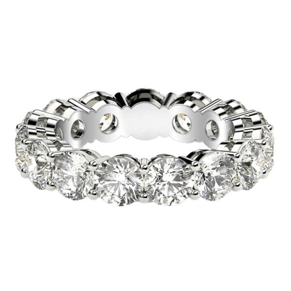 Round Cut Lab Grown Diamond Eternity Ring in 14k White Gold (5 cttw FG/VS2) - F-G - alternate view 2