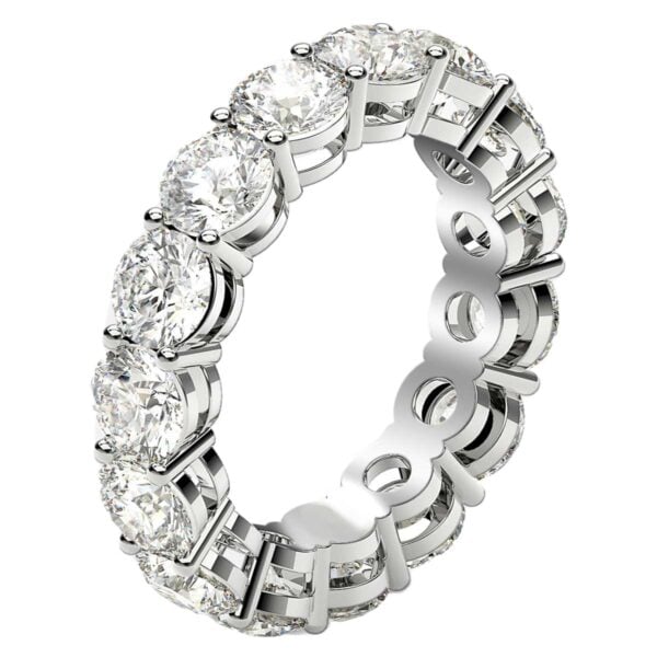 Round Cut Lab Grown Diamond Eternity Ring in 14k White Gold (5 cttw FG/VS2) - F-G - alternate view 4