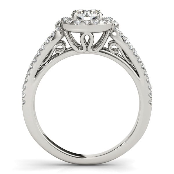 14k White Gold Diamond Engagement Ring with Teardrop Split Shank (7/8 cttw) - alternate view 2