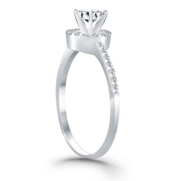 14k White Gold Diamond Halo Collar Engagement Ring - alternate view 3
