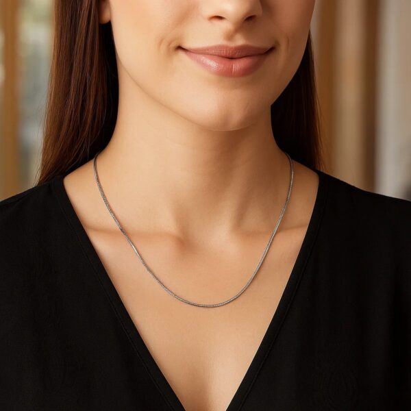 Rhodium Plated 1.3mm Sterling Silver Snake Style Chain (1.30 mm) - alternate view 4