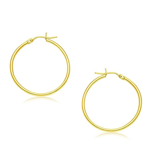 14k Yellow Gold Polished Hoop Earrings (2x30mm)