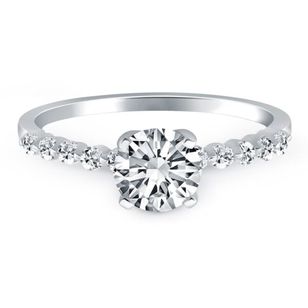 14k White Gold Diamond Engagement Ring with Shared Prong Diamond Accents - alternate view 2
