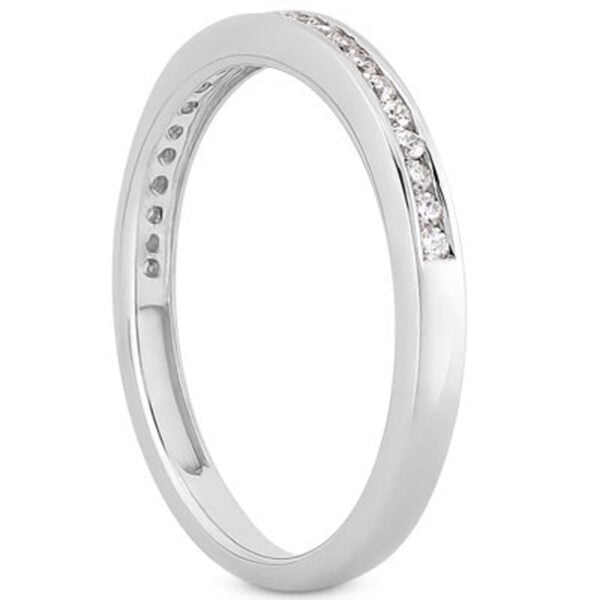 14k White Gold Slender Channel Set Diamond Wedding Ring Band Set 1/2 Around - alternate view 2