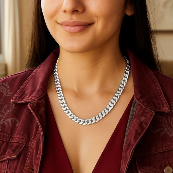 Rhodium Plated Sterling Silver Curb Style Chain (8.40 mm) - alternate view 5
